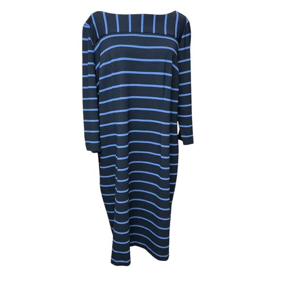 Talbots Plus Ponte Knit Shift Dress Size 16W Navy Blue Gold Decor‎ Buttons - Picture 1 of 8